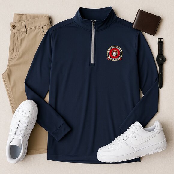 FootJoy Performance Golf Pullover Navy Blue Half Zip Long Sleeve Size Large - Picture 2 of 11